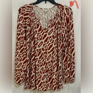 Wonderly Maroon and White Geometric Blouse